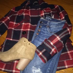 Flannel pea coat